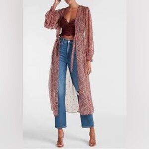 Express Sheer Brown Feather print Cover up dress size XS in very excellent